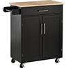 HOMCOM Carrello da Cucina con Cassetto Armadietto 2 Ante 83x45x91.5cm Nero