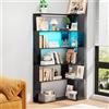 Ztexkee Libreria angolare con barra luminosa a LED Scaffale a 6 Ripiani 169 cm Libreria a forma di L Scaffale angolare per camera da letto, soggiorno, cucina, casa, ufficio, nero