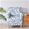 FANSU Copripoltrona 1 Posto Chesterfield Elasticizzato, Stampa di Fiori e Foglie Poltrona Club da Cocktail Lavabile Tub Chair Copripoltrona per Camera da Letto Soggiorno (Foglie Blu)