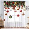 Odot Natale Bacca Rossa Tende Semi Trasparenti per Interni,Tenda Voile con Tasca per Asta Tenda Filtranti Finestra 2 Pannelli Tende Camera da Letto Moderna (W 100 x H 130cm,Fiocco di Neve Dorato)