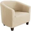 Hearda Copripoltrona 1 Posto, Jacquard Quadrato Copripoltrona, Elastico Copri Poltrona con Braccioli, Antiscivolo Cocktail Copri Poltrona, per Bar Soggiorno Camera da Letto (Beige)