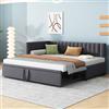 KUAKE Divano letto multifunzionale a forma di L con letto estraibile 90/180 x 200 cm, letto imbottito in tessuto di velluto, design salvaspazio per lettino, letto degli ospiti (grigio scuro)