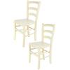 t m c s Tommychairs - Set 2 sedie modello Venice per cucina bar e sala da pranzo, robusta struttura in legno di faggio verniciata anilina bianca e seduta in legno