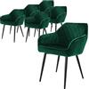 ML DESIGN modern living ML-Design Set di 6 Sedie da Sala da Pranzo con Braccioli e Schienale Rivestimento in Velluto Verde Sedia da Cucina Imbottita con Gambe in Acciaio Poltrona per Soggiorno Salotto Design Elegante