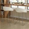 Ya-Home Set di 2 Sgabelli da Bar in Ciniglia Sgabelli da Cucina Moderni Sgabelli con Gambe in Metallo Cromato Argento Sedie da Bar con Schienale Basso per Cucina/Penisola/Bancone, Bianco