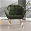 chairus Poltrona da Salotto in Tessuto di Lino Poltrone Imbottita con Braccioli Poltroncina Moderna con Gambe in Legno Poltrona Relax per Soggiorno/Camera da Letto, Verde