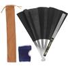 DEARMAMY Ventaglio Pieghevole in Acciaio Inossidabile Sacchetto in Velluto e Protezione per Mano, Design Tradizionale Elegante, Funzionamento Silenzioso e Portatile per Tai Chi e Danza