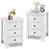 KOMFOTTEU Comodino a 3 Cassetti, Comò Cassettiera Salvaspazio e Moderno in Legno, Mobile con Cassetti per Camera da Letto, Soggiorno, Cucina, Corridoio, 46 x 37 x 65 cm (Bianco x 2)
