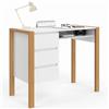IDMarket - Scrivania scandinava HUGO con 3 cassetti e nicchia in legno e bianco