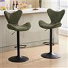 Ya-Home Set di 2 Sgabelli Cucina, Sgabello Bar in Tessuto, Sedie Cucina Moderni, Sgabelli Alti Imbottiti con Schienale, Sgabello da Bar Regolabile e Girevole per Cucina Penisola, Verde