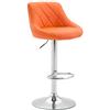 CLP Sgabello Design Imbottito Lazio In Similpelle I Sgabello Girevole Con Poggiapiedi I Sedia Alta Cucina Regolabile 83-104 CM, Colore:arancione, Colore del telaio:cromo