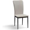 PAZZO DESIGN Sedia Frida Set Da 6 Sedie, Sedie Cucina, Sedie Soggiorno, Sedia Design, Beige, Gambe Metallo Nero - id_2216