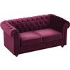 Vente-unique - Divano fisso 2 posti Chesterfield - velluto - bordeaux