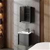 Planetmöbel Set mobili da bagno 3 pezzi Lavabo con mobile | sottolavabo 50 x 48,3 x 24,8 cm grigio opaco, armadio a specchio 50 x 65 x 11,4 cm con lampada a LED da incasso