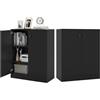 KOMFOTTEU Credenza da Cucina con 2 Ante, Mobile Buffet Basso con Dispositivi Antiribaltamento, Armadio Dispensa per Soggiorno, Sala da Pranzo, Camera da Letto, Ingresso, 72 x 34 x 85,5 cm (Nero)