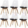 DEYARNA HOME Set di 6 Sedie da Pranzo con Cuscino in Pelle PU, Sedia Laterale in Plastica Trasparente per Sala da Pranzo, Soggiorno, Camera da Letto, Ufficio (Nero)