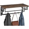 tectake® Armadio pensile 66x30x27cm, Appendiabiti da Parete, 5 Ganci Removibili, Utile Ripiano di Appoggio, Ideale Mobile Ingresso per Casa e Ufficio - Legno Industriale Scuro