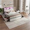 BLSYHDH Letto Imbottito 160 x 200 con Cassetta in Legno, Testiera e LED, Funzionale con Conservazione per Adulti (Beige)