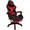 xRace - Poltrona da gaming per videogiochi, girevole, alta in pelle con supporto lombare, poggiatesta e poggiapiedi, regolabile, inclinabile, stile corse racing (rosso)