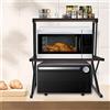 LANTUS Scaffale per Forno a Microonde, Mensola per Forno a Microonde Scaffale della Microonda della Cucina Organizzatore a 2 Ripiani, Fino a 25 kg (65 * 54 * 30cm -black)