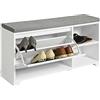 SoBuy Scarpiera con cuscino Panca con 2 vani portaoggetti Scarpiera salvaspazio Slim, portascarpe salvaspazio Regolabili 90x24x46 cm FSR119-W