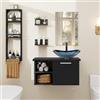 YU YUSING Set di Mobili da Bagno con Lavabo, Specchio, Portasciugamani, Arredo Bagno Completo, Mobile Lavandino Bagni da 71cm, Mensola Doccia 3 Ripiani, 2 Ripiani Muro, Set Rubinetti, Blu Moderno