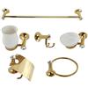 Vetrinein rete Vetrineinrete® Set Bagno in Oro e Ceramica con Punti Luce Cristalli in Acrilico 6 Pezzi arredo Accessori Bagno E66