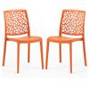 SIEDITI FUORI E DENTRO Sedie in polipropilene con fibra di vetro impilabili per interno, cucina o sala da pranzo, per esterno e giardino, sedie da bar e ristorante, design moderno - Anna (2 Sedie, Arancione papaya)