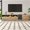 Moimhear Supporto per TV in colori a contrasto, lunghezza 200 cm, con scomparti aperti e aperture per cavi (grigio nero e legno, 200 x 45 x 45 cm)
