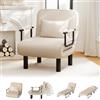 Ckaff Poltrona Letto 4 in 1, Poltrona Divano Letto Singolo, Poltrona Pieghevole con Schienale Regolabile in 6 Posizioni per Camera da Letto Soggiorno Ufficio, Beige