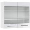 Vicco Mobile da cucina in vetro Fame-Line, Bianco lucido/Bianco 80 cm | Frontale in MDF · Chiusura ammortizzata · Profondità - 34,1 cm · Maniglie in metallo · ✓ Tutto in vista