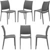 REDÒKASA Set 6 sedie in polipropilene MOON impilabile resistente ai raggi UV design moderno ideale per sala da pranzo, cucina, giardino, bar (Grigio Metal, 6)