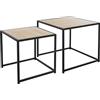 ML DESIGN modern living ML-Design Set di 2 Tavolini da Caffè Soggiorno Quadrati Altezze Diverse 40x40x40 cm / 50x50x45 cm in Metallo Nero/Rovere Impilabili Design Industriale Tavoli a Forma di Cubo da Salotto Sala di Attesa