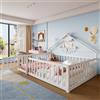 Trdlpyn Letto per bambini 140 x 190 cm, letto a pavimento Montessori, letto per bambini, battiscopa, ringhiera con serratura, letto in legno massello di pino massiccio, con protezione anti-caduta e rete a