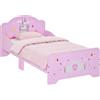 HOMCOM Letto per Bambini con Bordi Rialzati in Legno per Cameretta, Lettino per Bimbi da 3-6 Anni, 143x73x60cm, Rosa