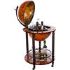 Birendy, carrello da bar a forma di mappamondo, con colonne in legno di eucalipto massiccio, decorativo, con ruote, 119 cm, XXL 043RR