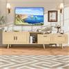 FOERPL Mobile Tele in legno, tavolo TV soggiorno 180 cm, lunghezza allungabile con scomparto aperto in finto rattan, mobile per TV, panca, legno, mobile per soggiorno, tavolo da TV, soggiorno, sala da