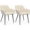 IDMarket - Set di 2 sedie da pranzo e poltrone da tavolo in velluto beige LYA