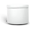 ARKETICOM, Pouf Contenitore in Ecopelle Rotondo, Poggiapiedi e Seduta (50 D x 42 H, Bianco)