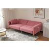 KecDuey Divano letto con funzione letto, divano a 2 posti, angolo regolabile, gambe dorate, con cuscino e tasche laterali (rosa)