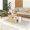 Totò Piccinni Tavolino SQUARE da Salotto 65X65 in Legno (Naturale/Bianco)