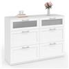 IDMarket - Cassettiera a 6 cassetti VITO 110 cm, legno bianco ed effetto smerigliato