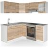 Vicco Cucina ad angolo Rick, Sonoma/Bianco, 190 x 60 cm, PL Marmo, con elementi modulari espandibili per una pianificazione flessibile della cucina