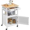 Yaheetech Carrello da Cucina con Ruote in Legno e Metallo 55 x 45 x 89 cm con Piano da Lavoro e Comodo Stoccaggio degli Oggetti Salvaspazio per Cucina Dispensa Ristorante e Bar Bianco