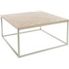 ML DESIGN modern living ML-Design Tavolino 80x80x40 cm in Acciaio Effetto Rovere con Motivo a Spina di Pesce Struttura in Metallo Dorato Design Industriale Tavolo da Caffè Quadrato da Salotto