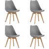 eacommerce | Set 4 sedie da cucina | Polipropilene, gambe in legno, cuscino in pelle PU | Design ergonomico, facile da montare, stile moderno | Comfort e versatilità per sala da pranzo (Elefante)