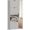 HOMCOM Scarpiera Salvaspazio Slim Alta con 2 Ante a Specchio e 4 Ante a Ribalta, Scarpiera Ingresso con Ripiani Regolabili, 2 Armadietti, 5 Gambe, Porta Scarpe per 16 Paia, 82x30x168 cm, Grigio