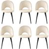 GrandCA HOME Set di 6 Sedie da Pranzo Moderne, in Velluto Olandese Delicato Sulla Pelle con Gambe in Metallo, Adatte per Sale da Pranzo, Soggiorni e Camere da Letto - Beige