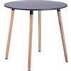 H.J WeDoo Tavolo da Pranzo Rotondo, Tavolo Cucina con 4 Gambe in Legno di faggio, Stile Nordico, 80 x 75 cm, Nero