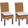 Mendler Set 2X sedie Intreccio di banano Eleganti Soggiorno Sala Pranzo M69 Bali Gambe Chiare con Cuscini